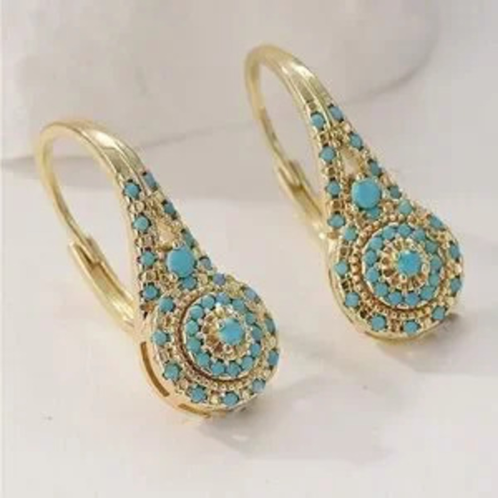 Celeste Turquoise Stone Gold Tone Earrings